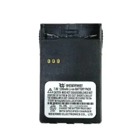 Li-ion battery pack with 4 gold contact pins and a white safety label on the back, 7.4V 1200mAh (Weierwei)