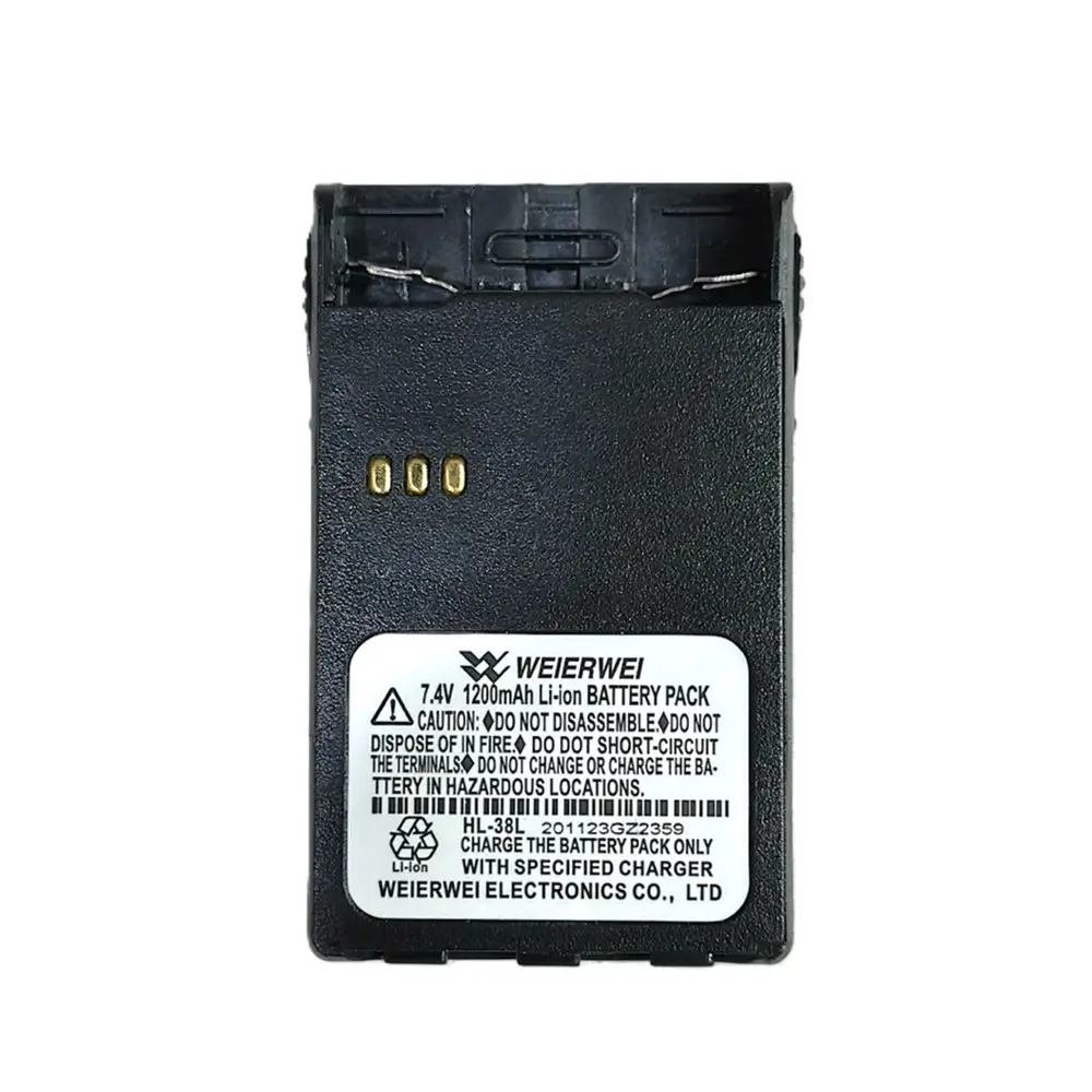 Weierwei HL-38L - Rakomindo Li-ion battery pack with 4 gold contact pins and a white safety label on the back, 7.4V 1200mAh (Weierwei)