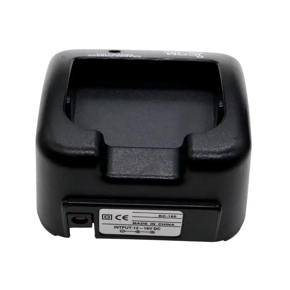 Icom BC-160 - Rakomindo Black BC-160 battery charger cradle with a slot for a rechargeable battery; input 12–16V DC.