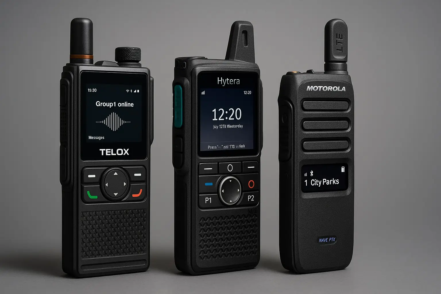 Beberapa jenis handy talky POC (Push to Talk Over Cellular) dari berbagai brand ternama.