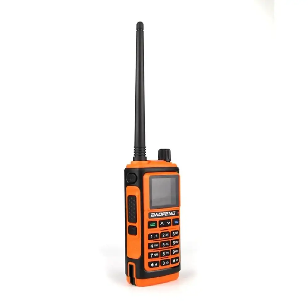 Baofeng UV-17H - Rakomindo Orange rugged handheld two-way radio with long antenna, display screen and keypad for voice communication (Baofeng).