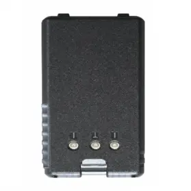 Black textured camera battery grip with three indicator lights and a metal latch at the bottom.